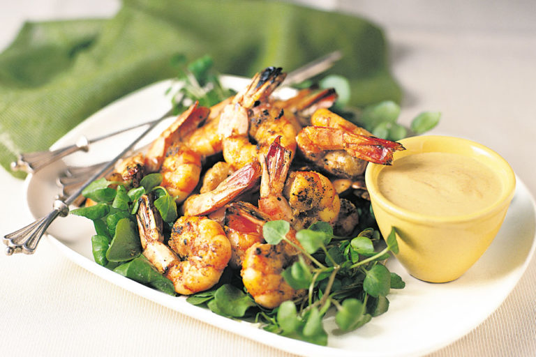 Spiced Prawns With Mustard Dipping Sauce