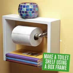 Use A Box Frame To Create A Toilet Shelf