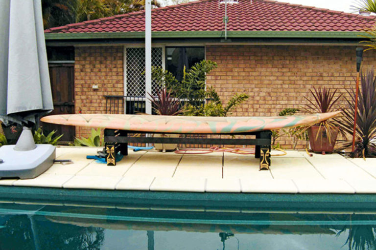 surfboard bench, DIY