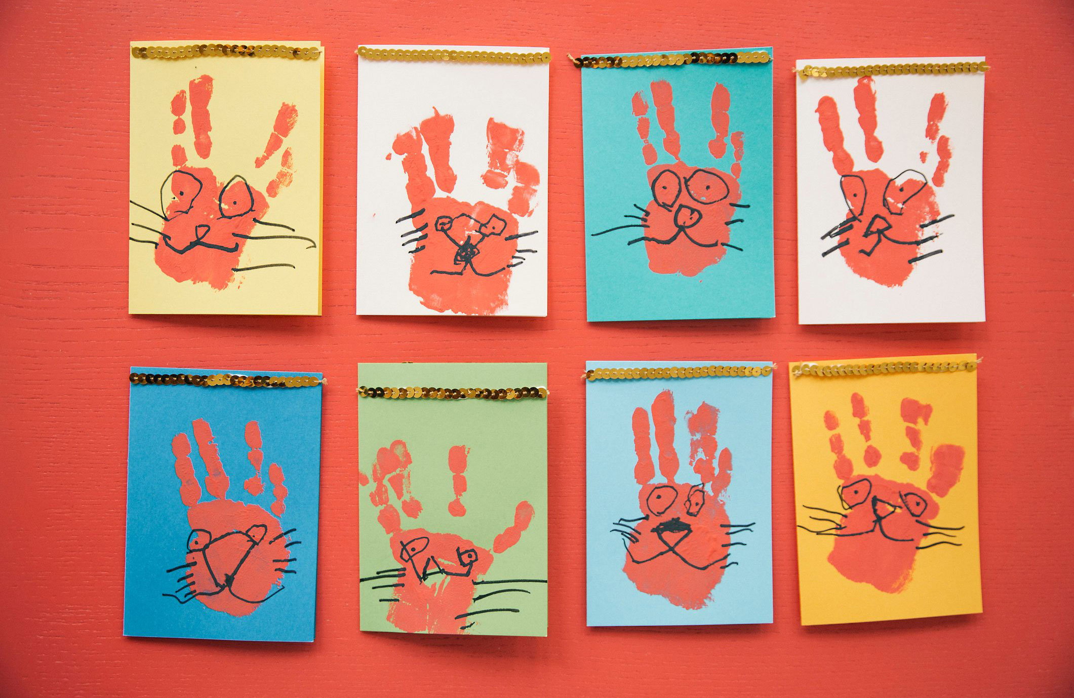 Hand-print Easter bunnies