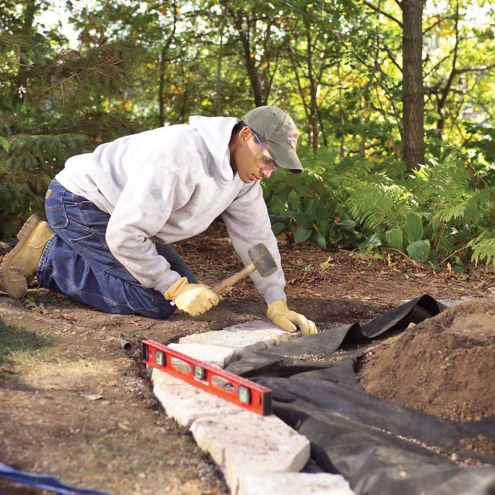 Step 3: Anchor landscape fabric