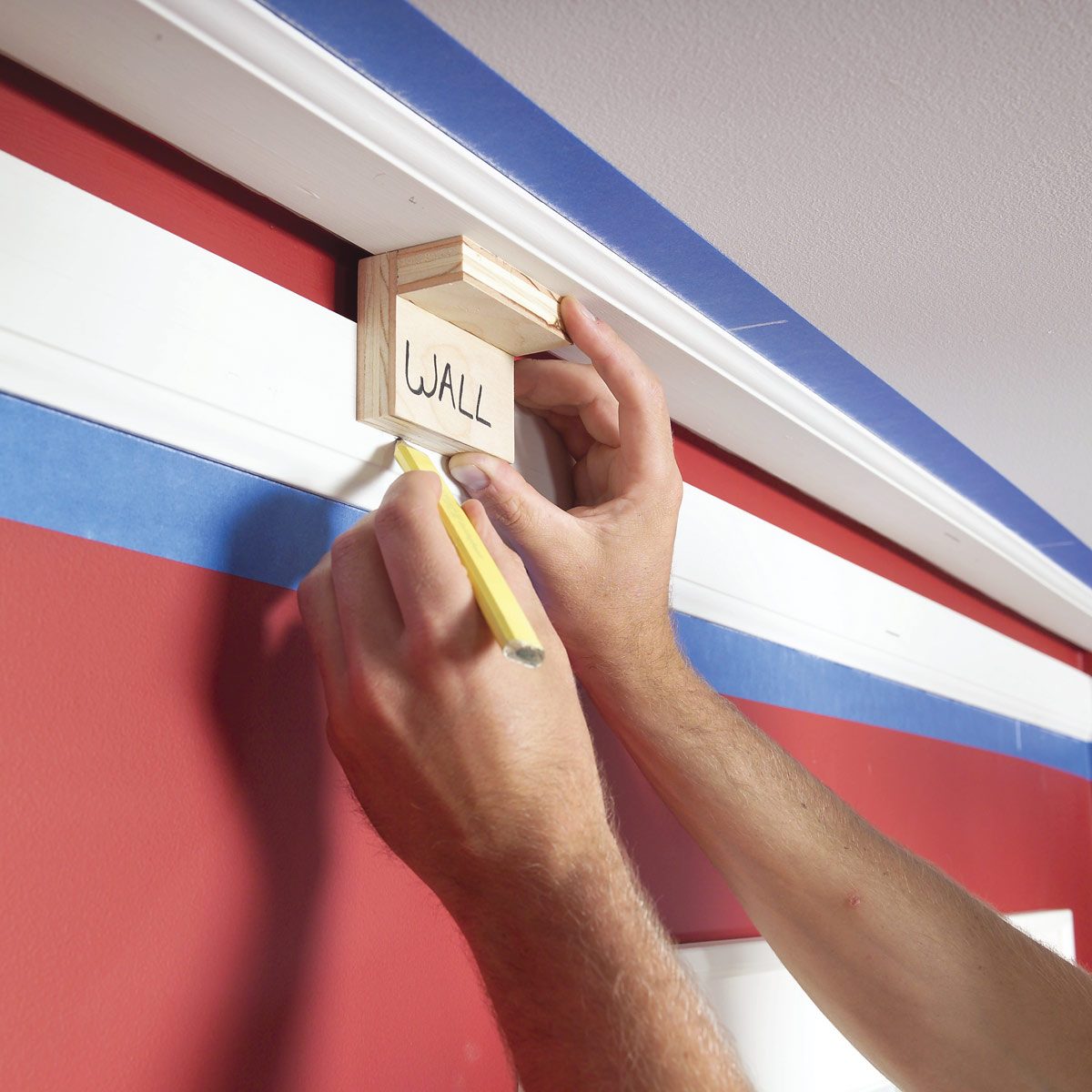 Faster crown moulding installation with a marking gauge