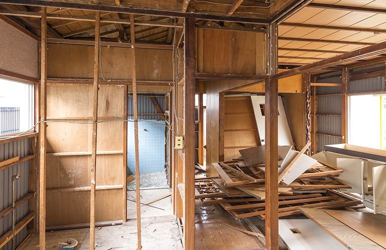 Old fixtures and construction debris