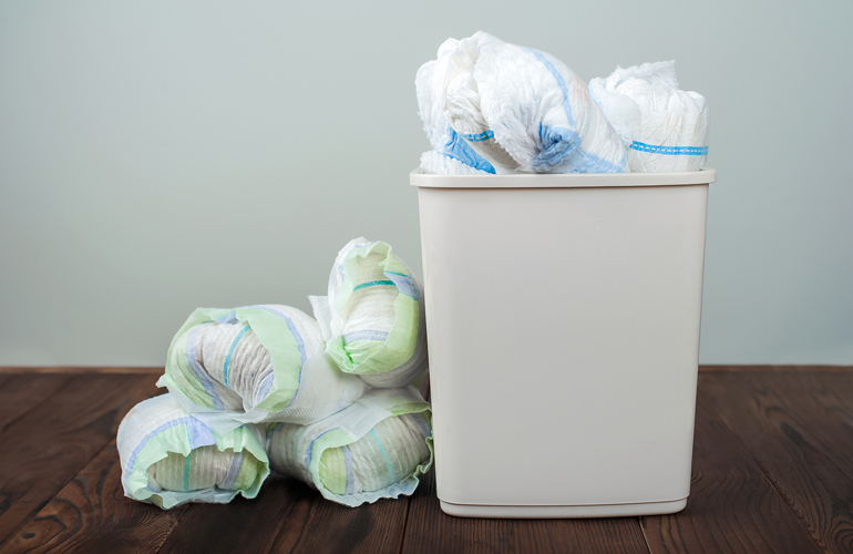 Stack of used nappies