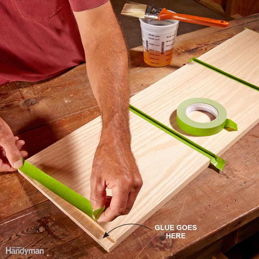 Mask glue joints before prefinishing