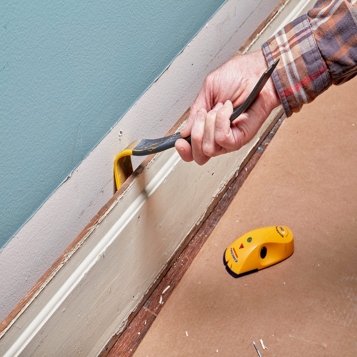 Pry against studs when removing skirting board