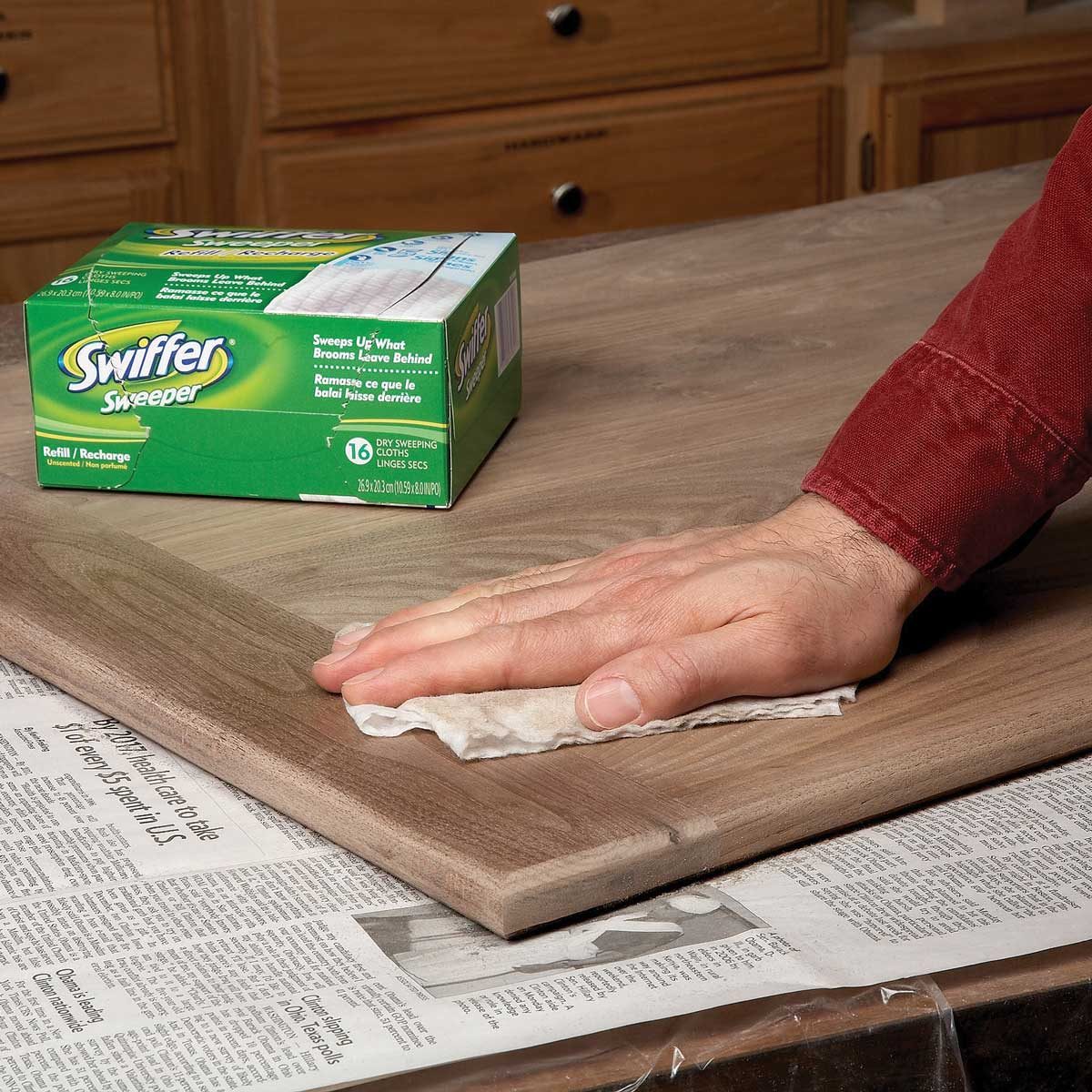Swiffer sheets for sanding projects