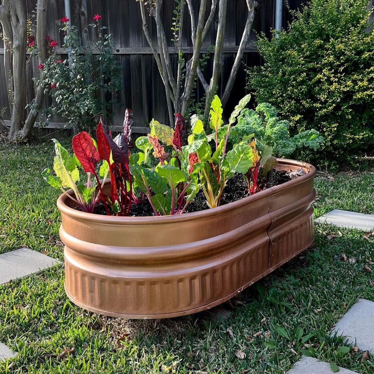 Copper raised garden bed
