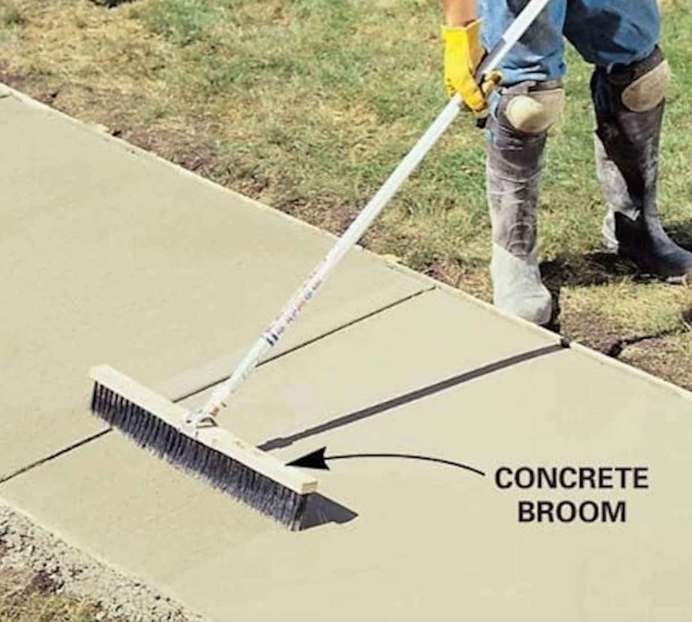 Finish concrete with a broom